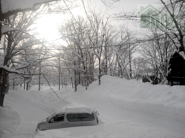 Looking in an easterly direction from the front of the block down the front road.
